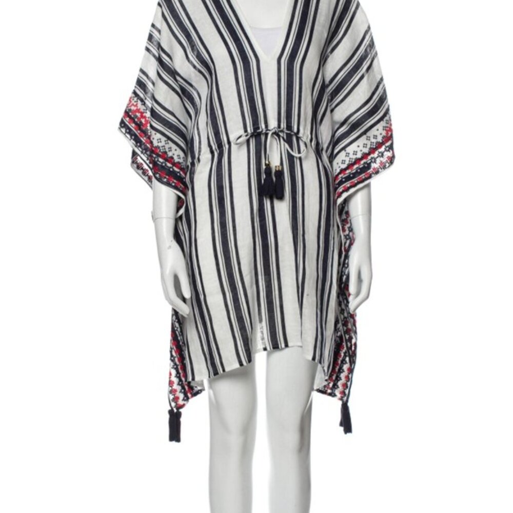 Tory Burch Ravena Printed Beach Caftan Striped Cover-Up - Size Med EUC